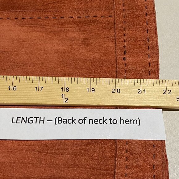 VTG Anne Klein A-Line Womens Suede Leather Jacket Size 12 Orange Brown Cropped - Picture 10 of 11